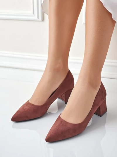 Aurelia Classico – Escarpins pour femmes marron en daim à talon bloc de 4,5 cm
