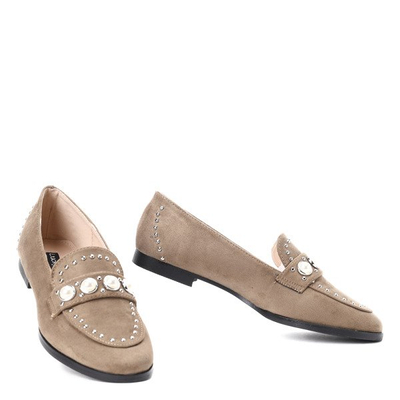 Zielone mokasyny z dżetami Claudino- Obuwie