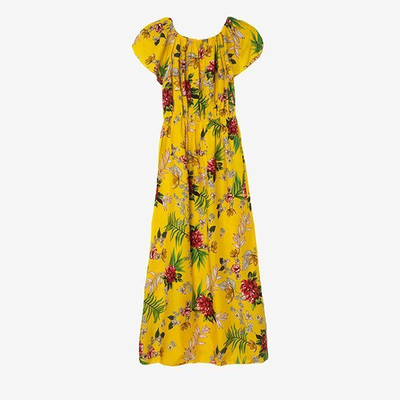 Robe longue fleurie jaune - Vêtements
