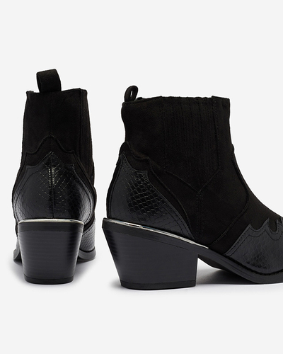 Santiags noires en daim écologique sur tige basse Zirras - Footwear