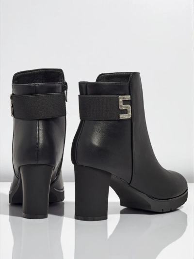 Bottines femme en cuir écologique à talons épais Tavor