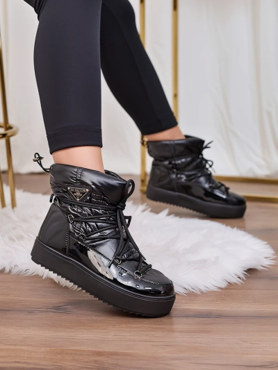 Royalfashion Bottes à enfiler pour femmes bottes de neige a'la en noir Vevnose