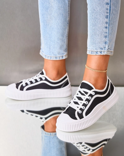 OUTLET Royalfashion Baskets décontractées pour femme de couleur noire Lerianna