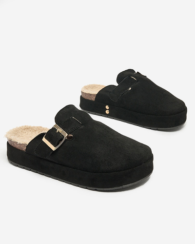 Royalfashion Pantoufles pour femmes avec peau de mouton et boucle Kajis