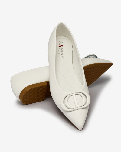 Royalfashion Ballerines blanches à bout pointu avec embellissement sur le nez Manixy
