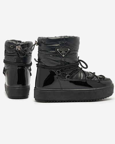 Royalfashion Bottes de neige pour femmes noires à enfiler Galebda