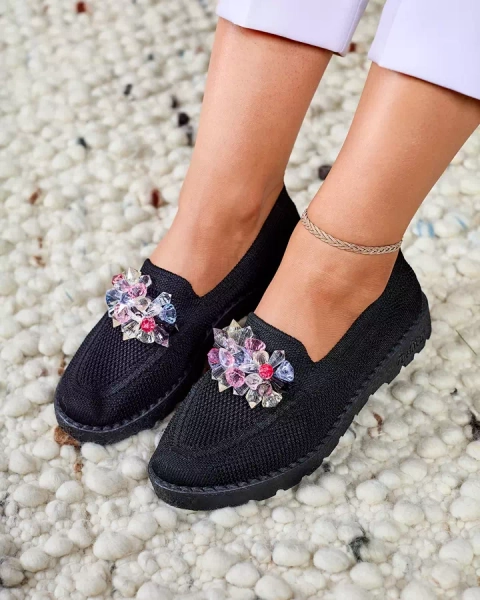 Royalfashion Demi-pointes à enfiler noires pour femmes Enweta