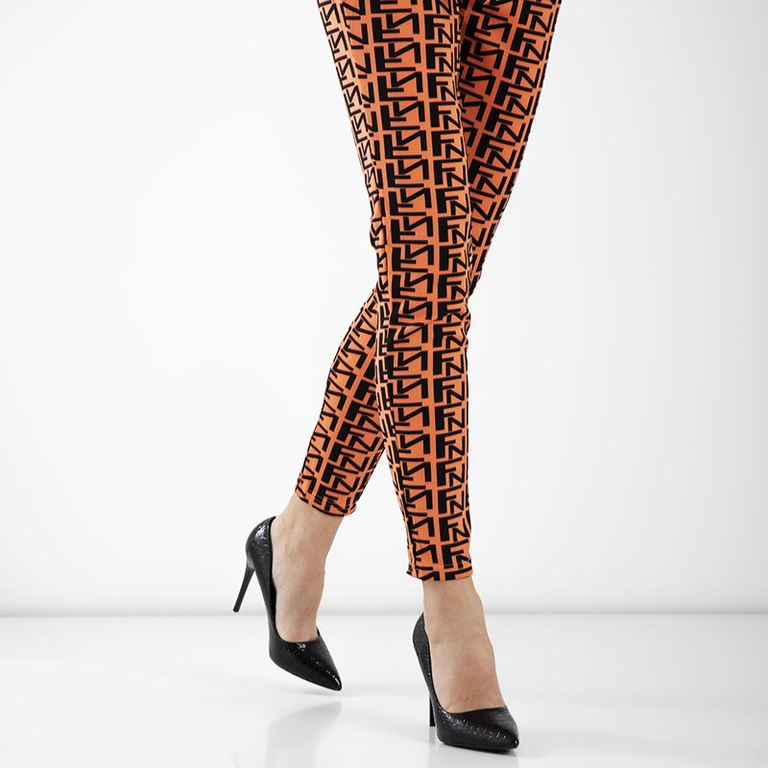 Pantalon femme orange à motifs - Vêtements