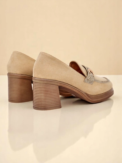 Royalfashion Mocassins à talon carré pour femmes Apareus