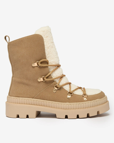 Royalfashion Bottes de trappeur isolées en peau de mouton beige pour femme Lery Walk