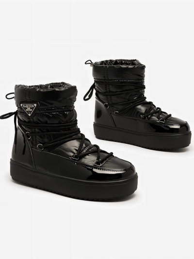 Royalfashion Bottes à enfiler pour femmes bottes de neige a'la en noir Vevnose