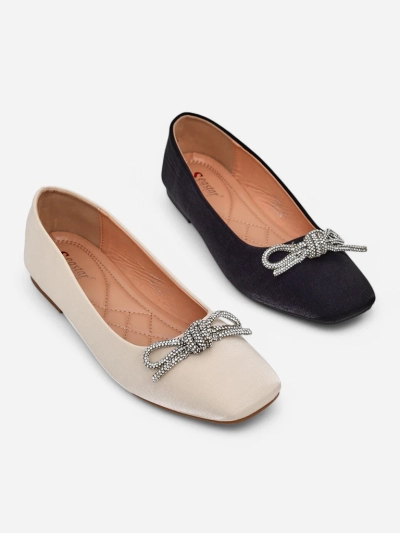 Royalfashion Ballerines pour femmes avec un nœud et brillance Ofenal