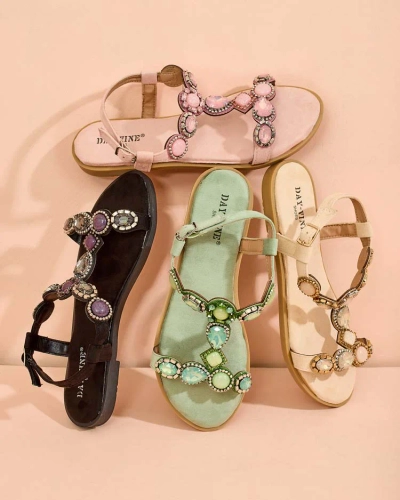 Royalfashion Sandales pour femmes avec zircon Sobrinas