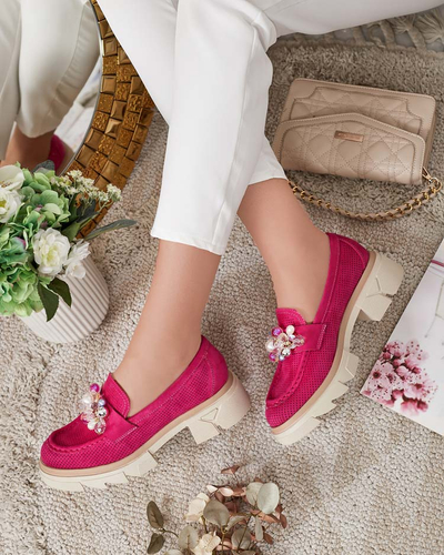 Royalfashion Mocassins pour femme avec cristaux colorés Glam