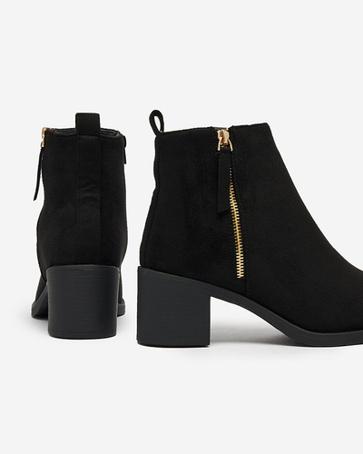 Royalfashion Bottines basses à talon aiguille pour femmes en éco-daim noir Rejerry