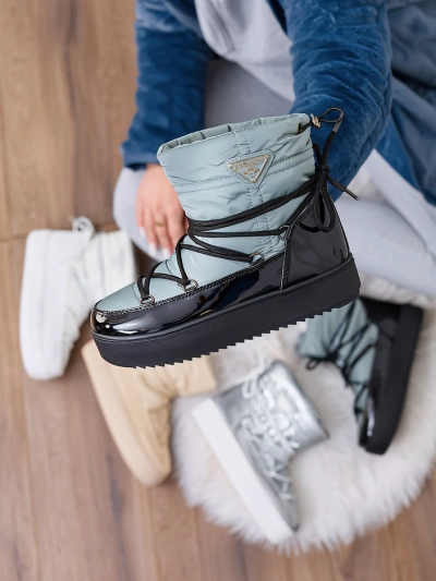 Royalfashion Bottes à enfiler pour femmes bottes de neige a'la en bleu Vevnose