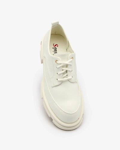 Royalfashion Blanc semelle solide pour femme Tendance Demi-pointes Chunky