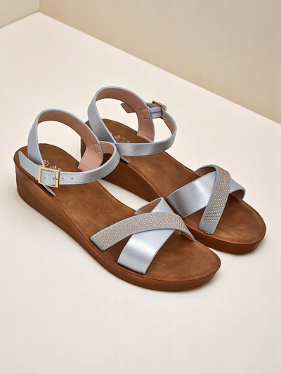 Sandales compensées Royalfashion pour femmes avec strass Allona