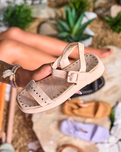 Sandales femme beige avec strass Franssia - Footwear
