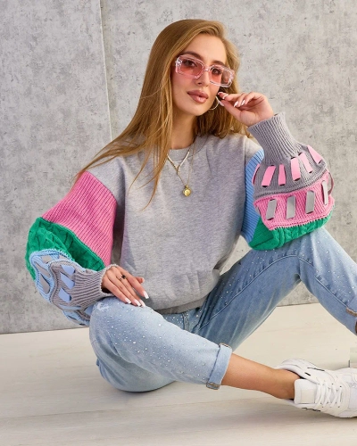 Royalfashion Sweatshirt à manches colorées pour femmes