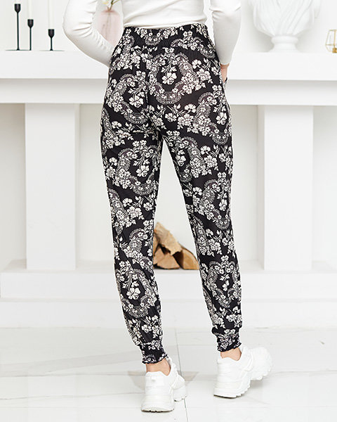 Pantalon femme imprimé noir et blanc - Vêtement