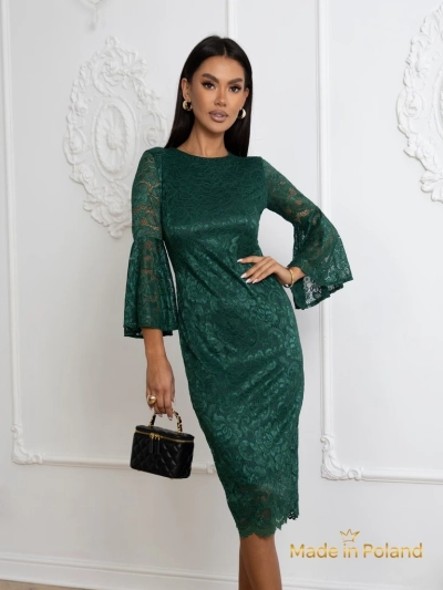 Robe midi en dentelle pour femmes à manches larges Holly Wow