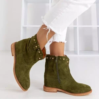 OUTLET Bottes de cowboy vert foncé sur un coin Brenna - Chaussures