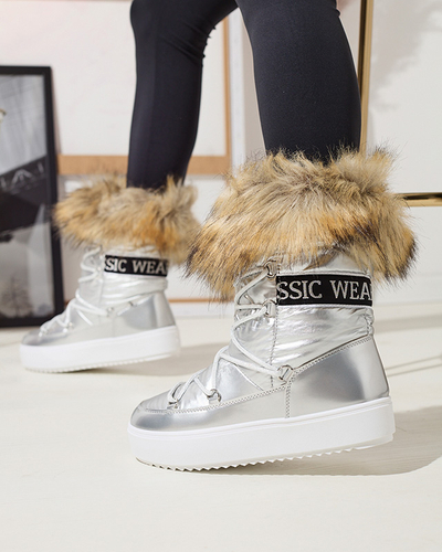 Bottes de neige argentées pour femmes avec fourrure Lilitsa- Footwear