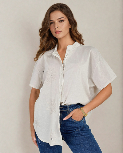 Royalfashion Chemise oversize brodée pour femme
