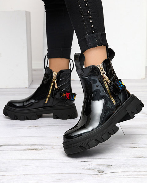 Bottines en cuir verni noir pour femme Osallu - Footwear