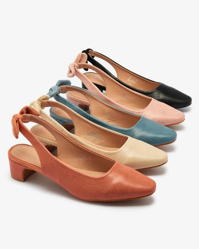 Escarpins femme beige avec gaufrage et nœud Olikasa - Chaussures