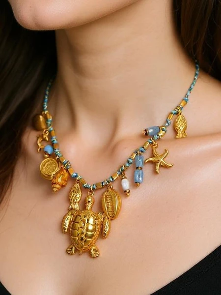 Collier Atena Charm Sea – amulettes dorées avec des motifs marins