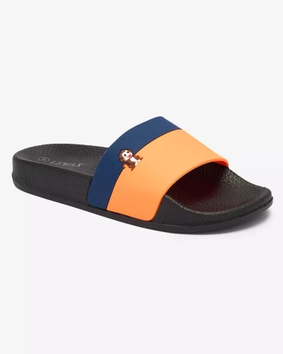 Royalfashion Tongs en caoutchouc orange et bleu marine pour femme Lierigs