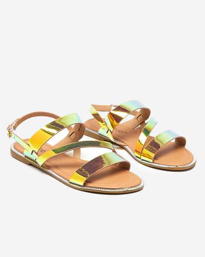 Sandales holographiques dorées pour femmes Ajazz- Footwear