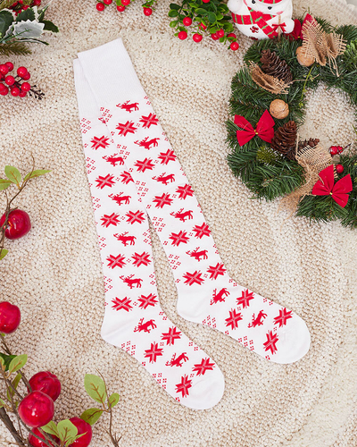 Royalfashion Chaussettes de Noël pour femmes, blanches
