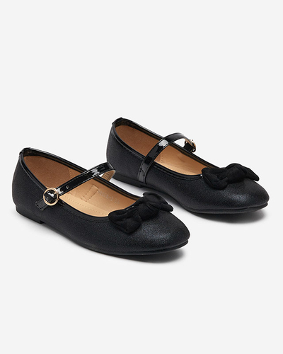 Ballerines fille noires avec ceinture Mosup-shoes