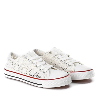 OUTLET Baskets blanches avec bordure en dentelle Envine - Footwear