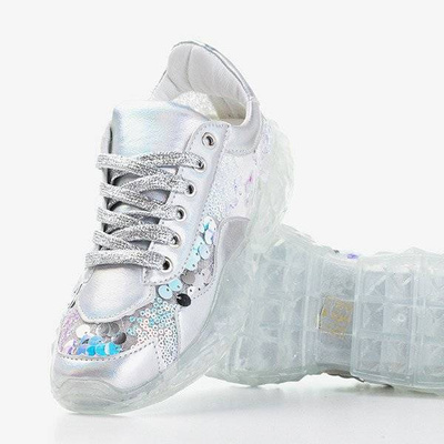 OUTLET Chaussures de sport pour femmes argentées avec paillettes Polja - Footwear