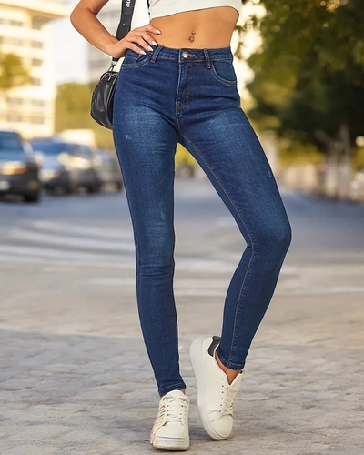 Royalfashion Jean fuselé en coton pour femme