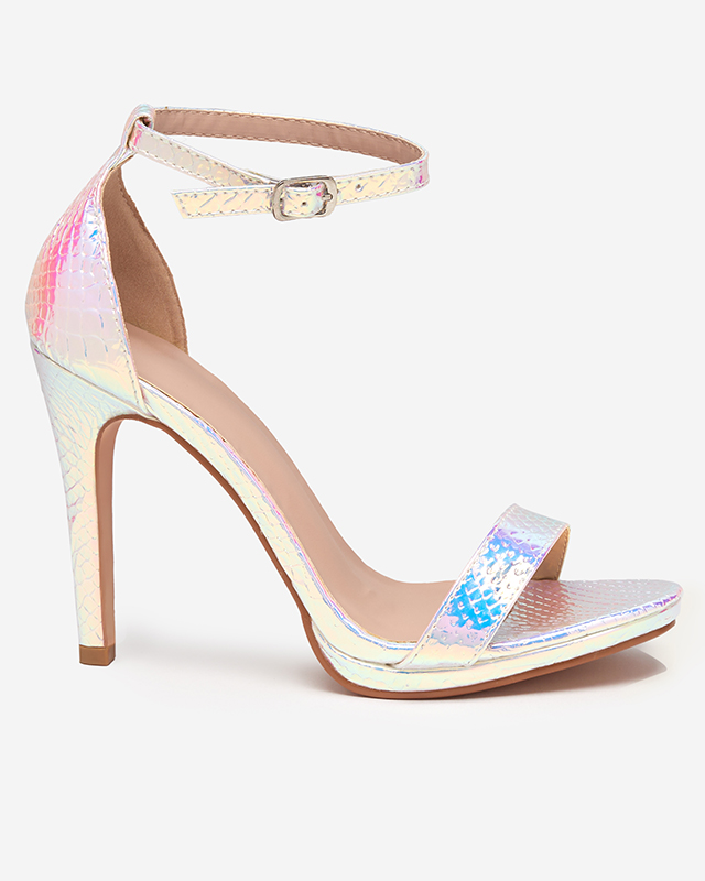 OUTLET Sandales holographiques argentées pour femme sur talon aiguille Fasiro - Footwear