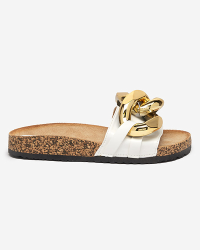 Chaussons blancs pour femme avec une décoration Sofig-Footwear