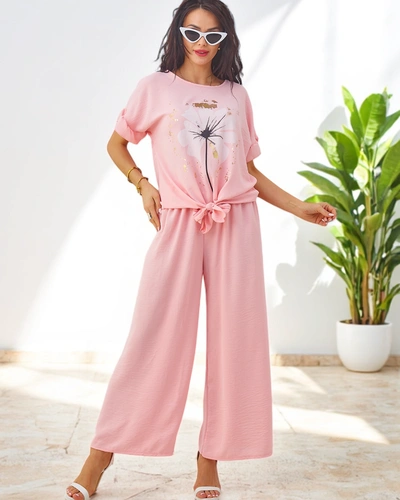 Ensemble décontracté Royalfashion pour femmes avec un haut à manches courtes et un pantalon large