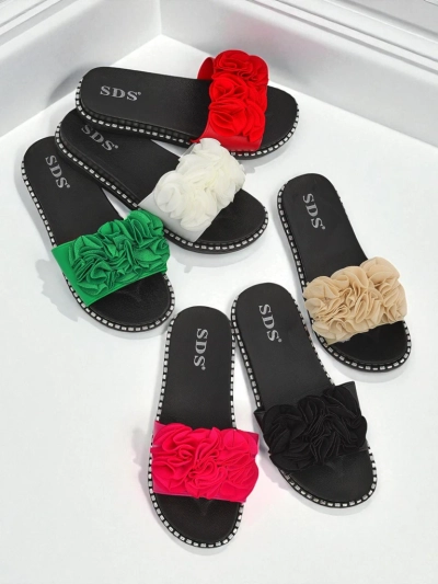 Royalfashion Mules à semelle plate pour femme Flora Verde