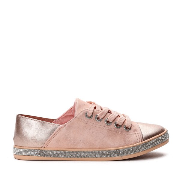 Różowe trampki z cyrkoniami Celia- Obuwie