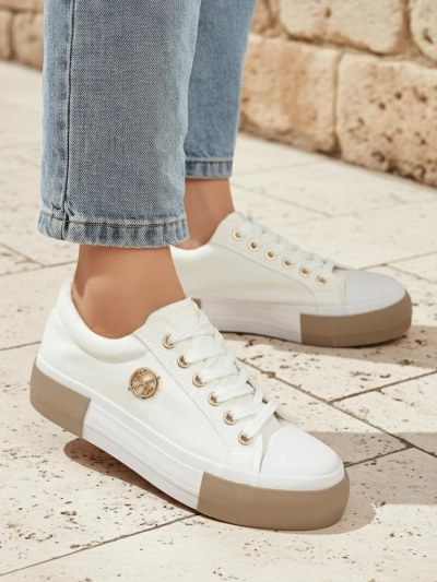 Baskets blanches en toile Aurelio pour femme