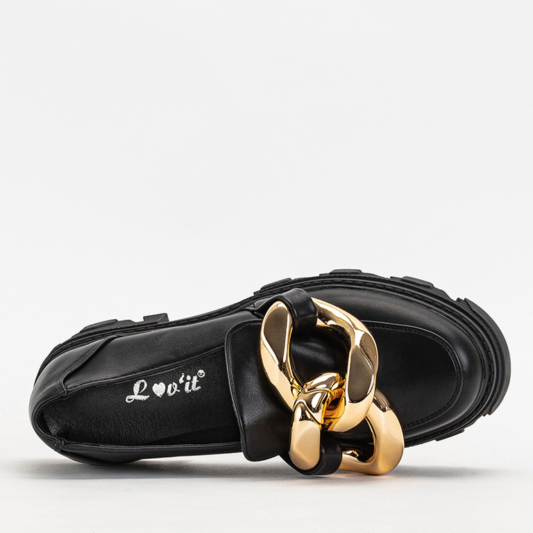 OUTLET Chaussures femme noires avec chaîne dorée Kesoni - Footwear
