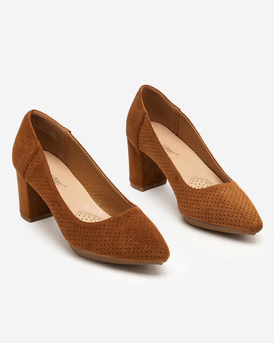 OUTLET Escarpins femme camel ajourés sur le poteau Kalirso - Footwear