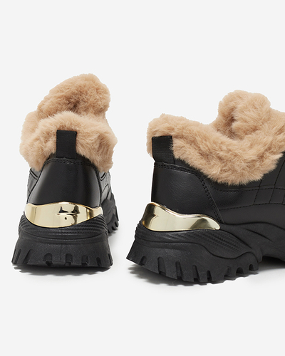 Chaussures de sport pour femmes noires avec fourrure Flixi - Chaussures