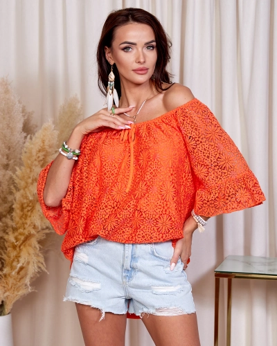 Royalfashion Blouse en dentelle pour femme orange
