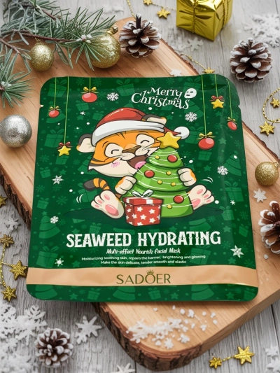 Masque facial de Noël en tissu aux algues - hydratant
